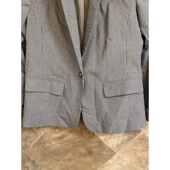 Catherine Malandrino Women’s Sz‎ S Blue Pinstripe Blazer — Single-Breasted - Picture 6 of 12
